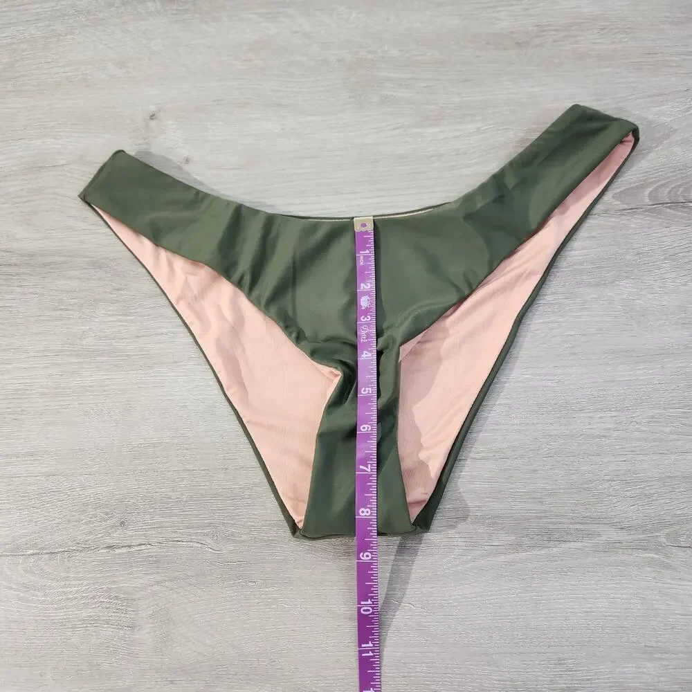 J. Crew Dark Green Curved Waist Cheeky Bikini Bottom New With Tags Womens Size M